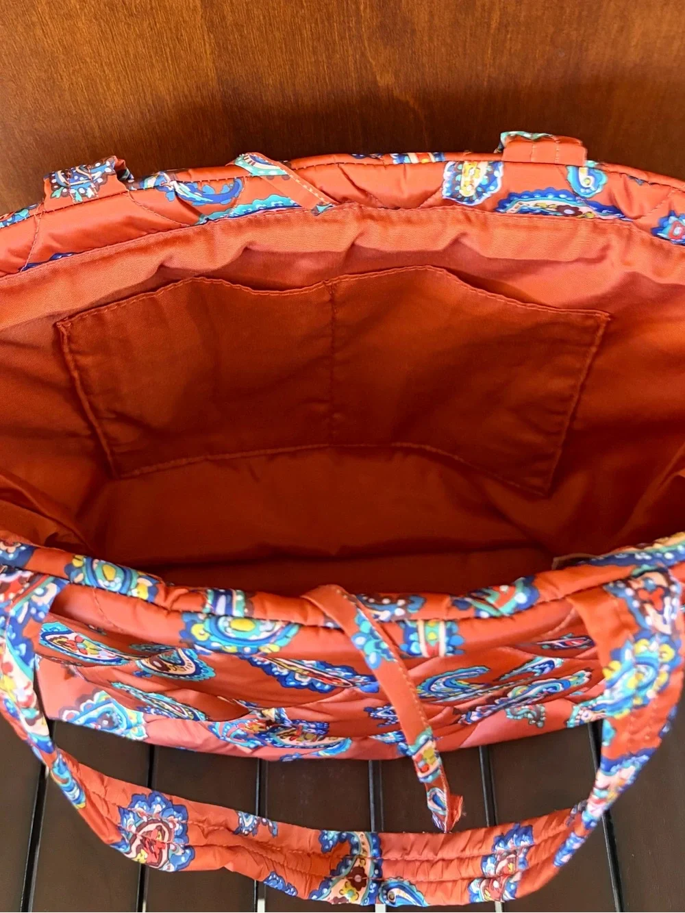 New Vera Bradley Orange Paisley Quilted Tote Bag